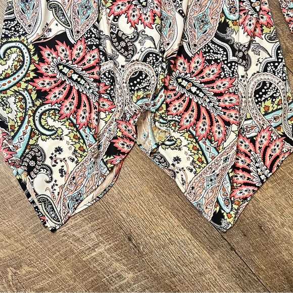 ECI New York Boho Off Shoulder Paisley Handkerchief Hem Blouse L Large - Picture 5 of 8